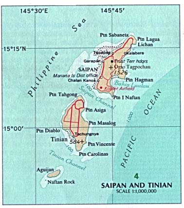 saipan tinian islands northern mariana islands map